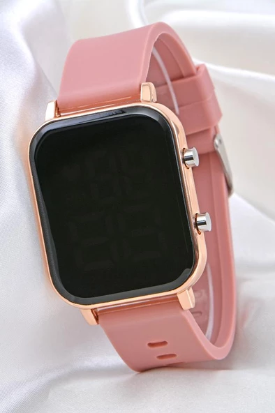 Genç Kız Kadın Saat Pembe Kordon Rose Kasa Led Dijital Ekran ST-304103 - 2