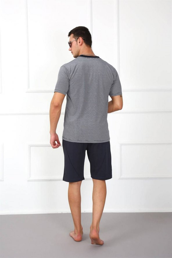 Moda Twins Erkek 100 Pamuk Cepli Şortlu Pijama Takım 6788 - 4