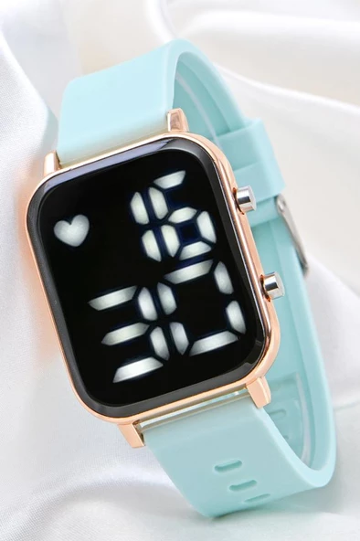 Pinkoli Turkuaz Silikon Kordonlu Led Watch Genç Kız Kadın Kol Saati ST-304104 - Resim 5