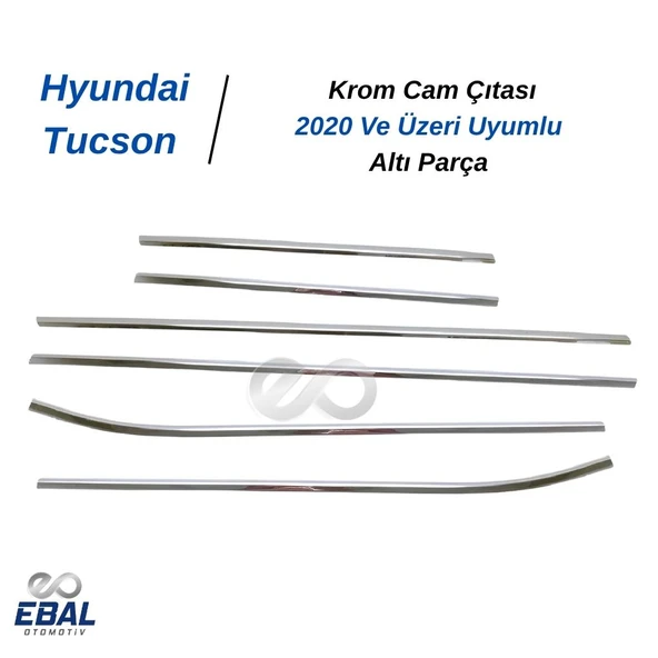 Hyundai Tucson Krom Cam Çıtası 6 parça 2020 ve üzeri P.Çelik - Resim 5