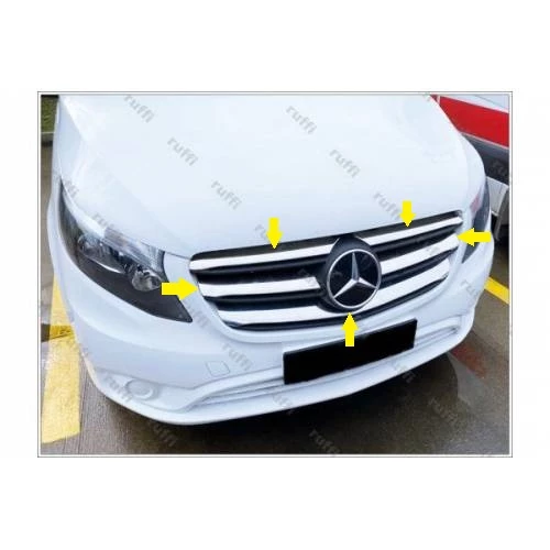 Mercedes Vito W447 Krom Ön Panjur 5 prç 2020 ve üzeri GENİŞ MODEL P.Çelik