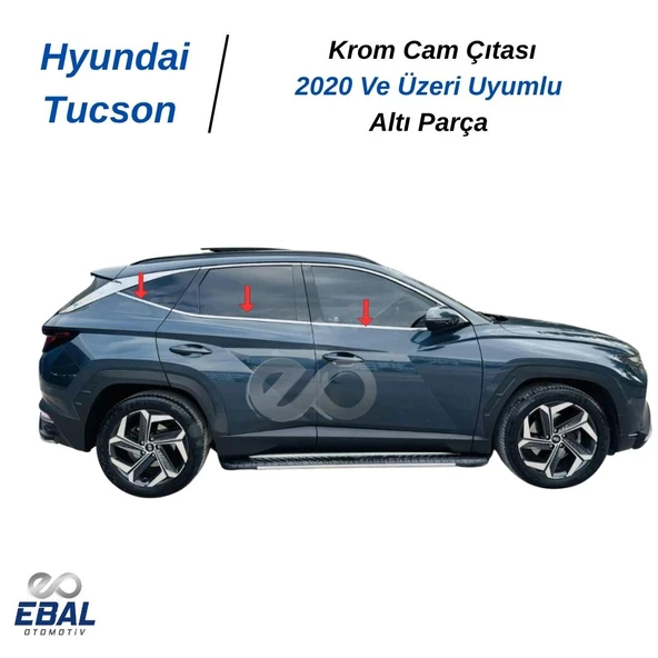 Hyundai Tucson Krom Cam Çıtası 6 parça 2020 ve üzeri P.Çelik - Resim 3