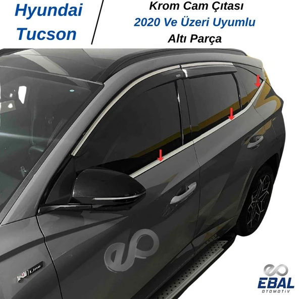 Hyundai Tucson Krom Cam Çıtası 6 parça 2020 ve üzeri P.Çelik - Resim 4