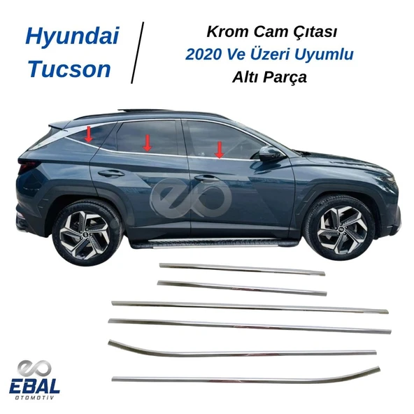 Hyundai Tucson Krom Cam Çıtası 6 parça 2020 ve üzeri P.Çelik ürün görseli