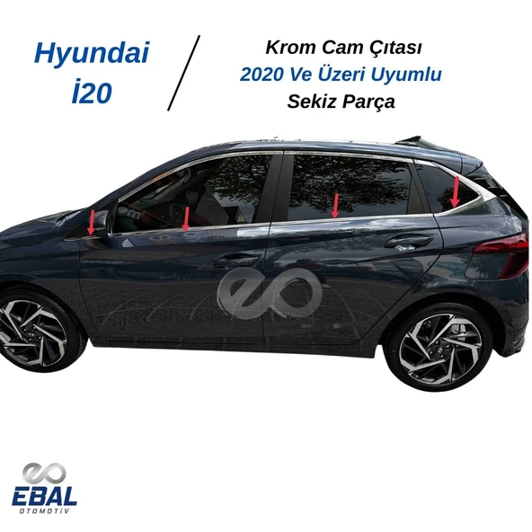 Hyundai İ20 Krom Cam Çıtası 8 Parça 2020 ve Üzeri Paslanmaz Çelik - Resim 2