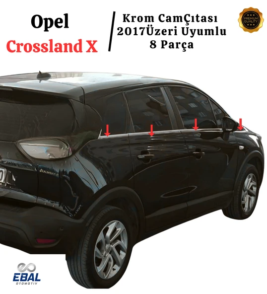 Opel Crossland X Krom Cam Çıtası 8 Parça 2017 ve Sonrası P.Çelik - Resim 4