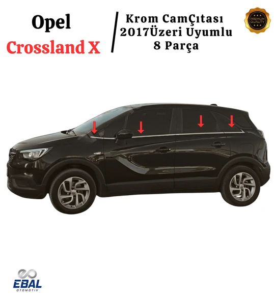 Opel Crossland X Krom Cam Çıtası 8 Parça 2017 ve Sonrası P.Çelik ürün görseli 1