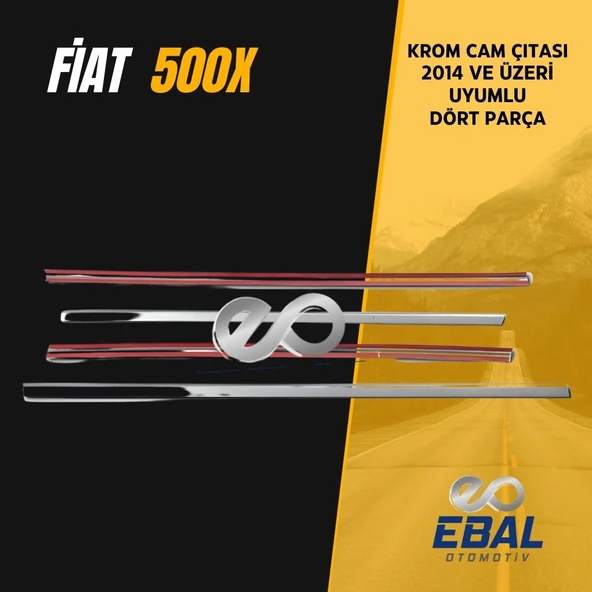Fiat 500X Krom Cam Çıtası 4 kapı  2014 üzeri Paslanmaz Çelik - Resim 4