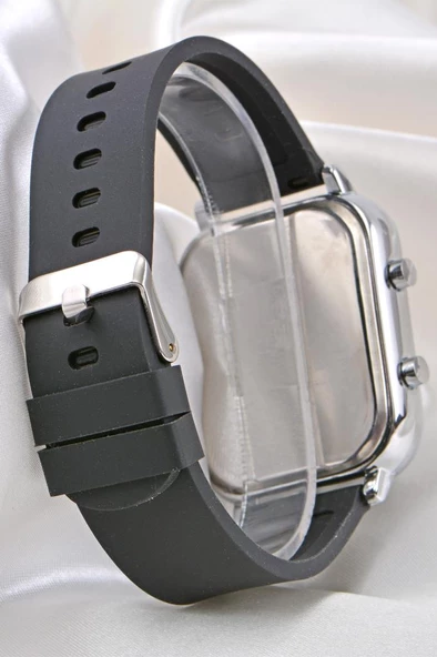 Yeni Siyah Silikon Kordonlu Unisex Genç Kız Kadın Çocuk Led Kol Saati ST-304106 - 3