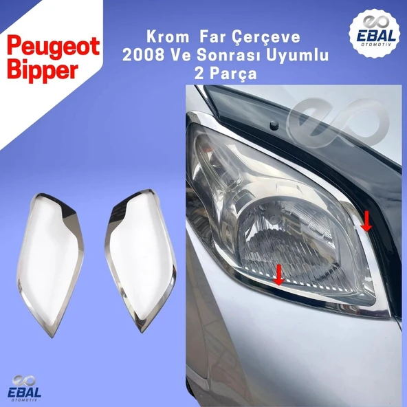 Peugeot Bipper Krom Far Çerçeve 2 Parça P.Çelik 2008 Ve Sonrası - 2