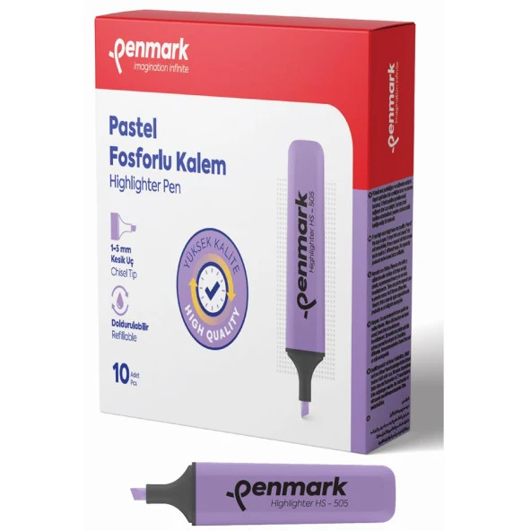 Penmark Pastel Fosforlu İşaretleme Kalemi Lavanta Fosforlu Kalem (10 Lu Paket) - 2