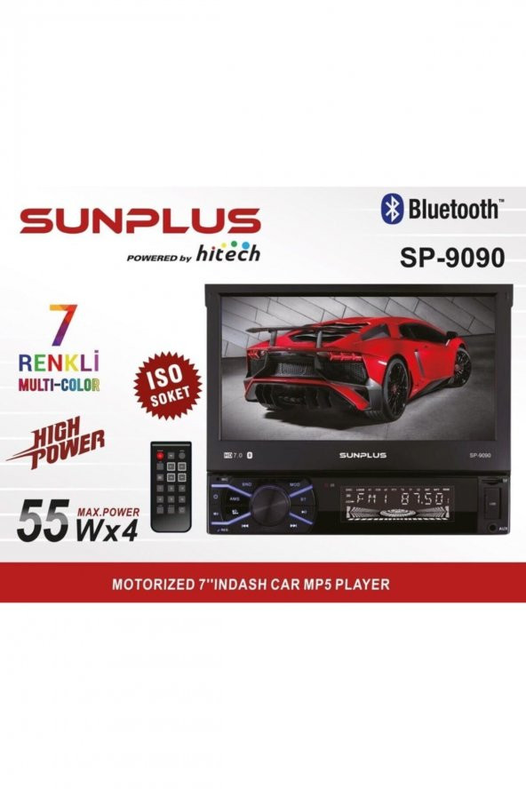 Sunplus SP-9090 Oto Teyp Indash 7 4x55w Bt Usb Sd Aux Mirror Link