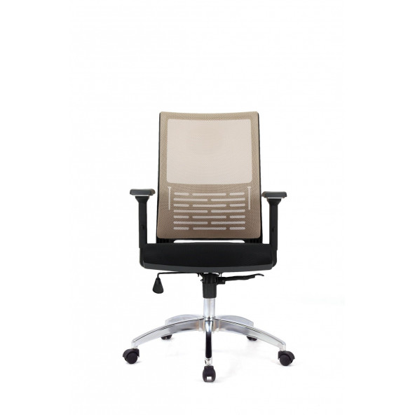 Herkese Mobilya Carina Kahverengi Fileli Krom Çalışma Koltuğu Ofis Koltuğu