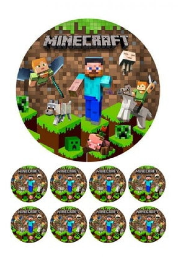 Minecraft Resimli Pasta Ve Kurabiye Için Yenilebilir Şeker Kağıt Baskısı