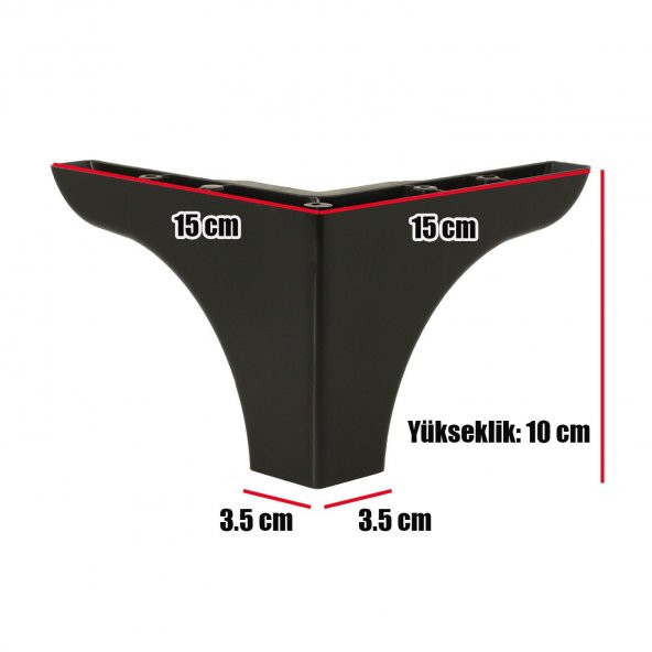 Mobilya Kanepe Sehpa Puf Koltuk Ayağı Baza Ayak 10 cm Siyah (4 ADET) - 3