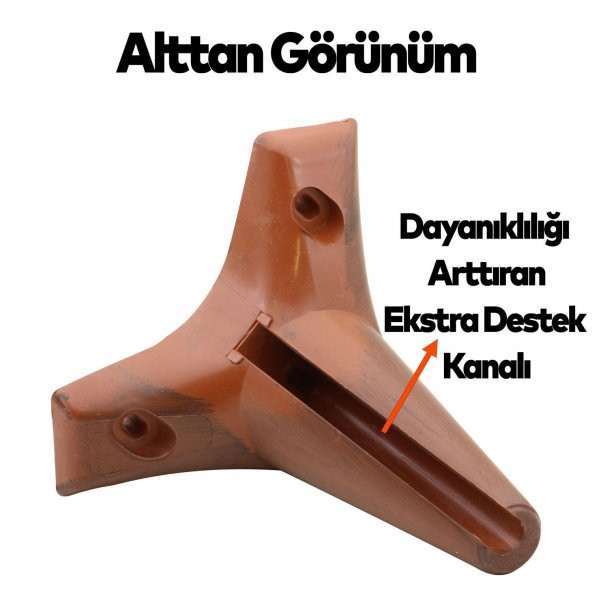 Mobilya Kanepe Sehpa Ünite Koltuk Ayağı Ahşap Desenli 12 cm Kahverengi Baza Ayak - 2