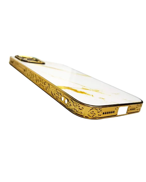 İphone 11 Marble Parlak Mermer Desenli Cam Kare Telefon Kılıfı - Resim 3