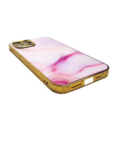 İphone 11 Marble Parlak Mermer Desenli Cam Kare Telefon Kılıfı - Resim 12