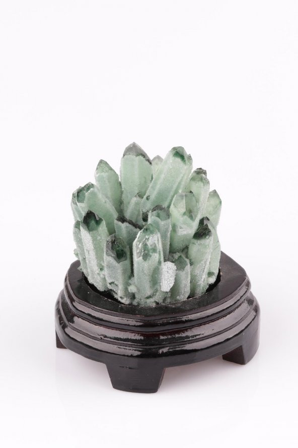 Fake Green Quartz Doğal Taş Standlı Parça - 2