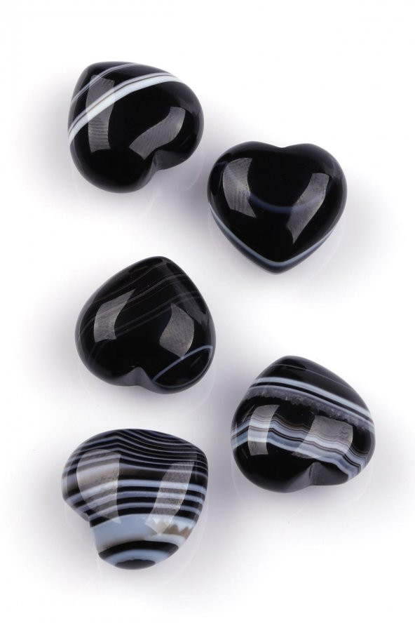 Siyah Akik Doğal Taş Kalp