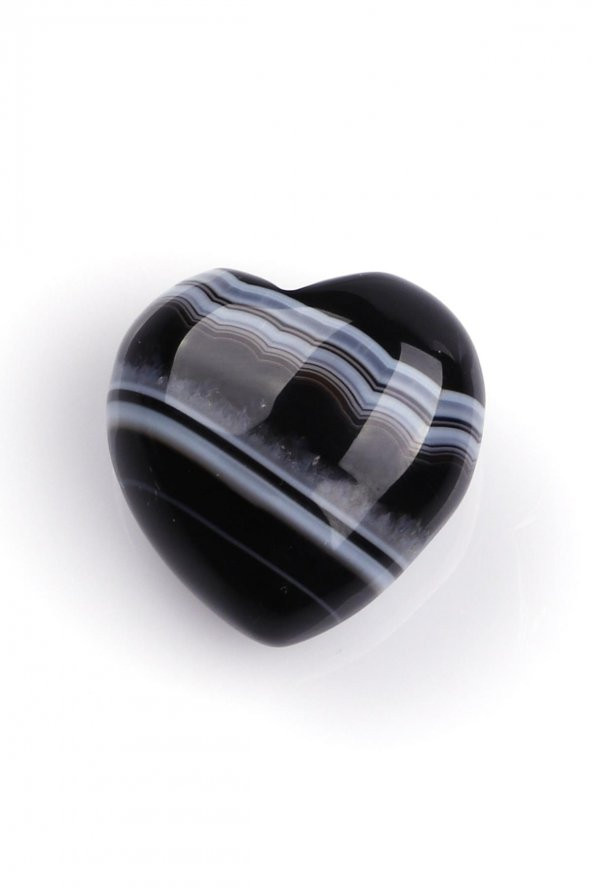 Siyah Akik Doğal Taş Kalp - 2