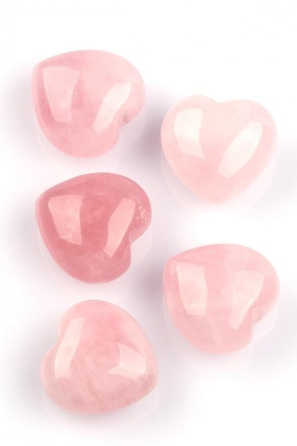 Pembe Kuvars Doğal Taş Kalp