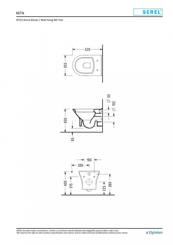 Serel Nita 52 Cm Asma Klozet Kapak Hariç Nt23ods110h - 2
