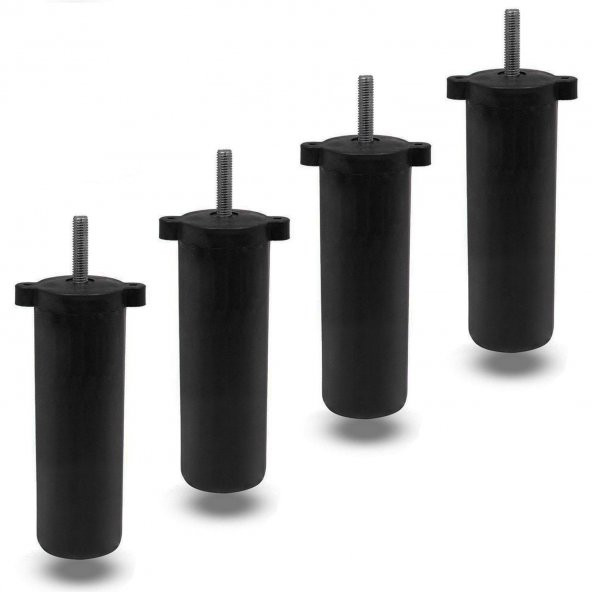 (4 ADET) Kanepe Baza Koltuk Destek Ayağı M8 Civata Ayarlı Siyah Ayak 13 cm