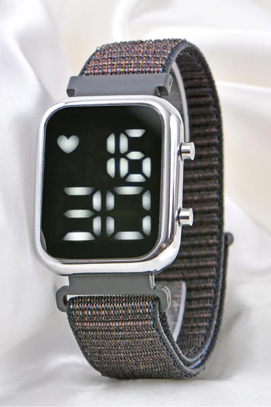 Yeni Sezon Cırtlı Yapışır Kordon Siyah Kadın Saati Led Bileklik Kol Saat ST-304109