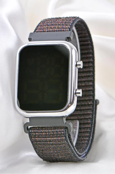 Yeni Sezon Cırtlı Yapışır Kordon Siyah Kadın Saati Led Bileklik Kol Saat ST-304109 - 2