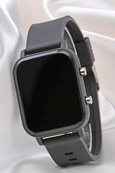 Kadın Siyah Renk Silikon Kordon Dijital Led Kol Saati ST-304110 - Resim 2