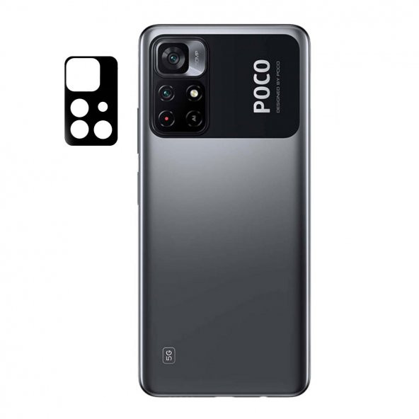 KNY Xiaomi Poco M4 Pro 5G İçin Kamera Koruyucu 3D Cam Koruma Siyah Siyah