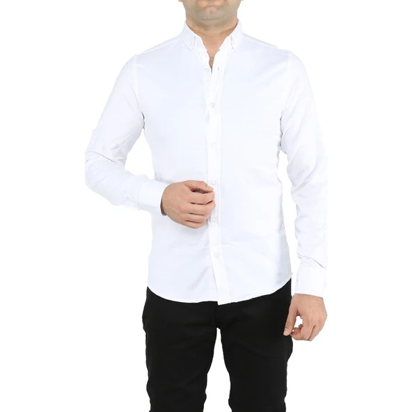 Jlt Erkek Oxford Licralı Slim Gömlek J-0729 - 4