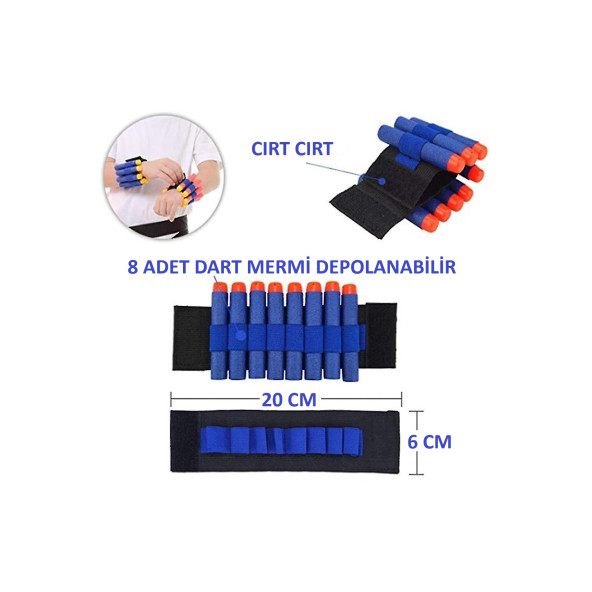 2 ADET  nerf bileklik kolluk oyuncak mermi depolama yedek şarjör oyun aksesuarı - 6