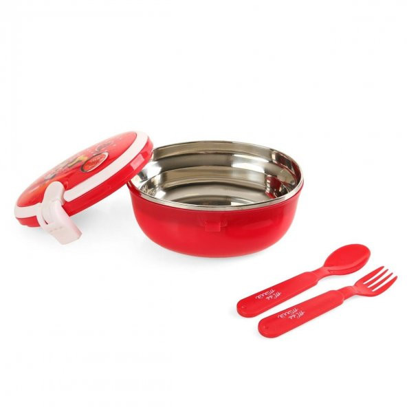 Disney Minnie Mouse Lisanslı Çelik Sağlıklı Beslenme Kabı Çatal ve Kaşıklı Beslenme Kutusu