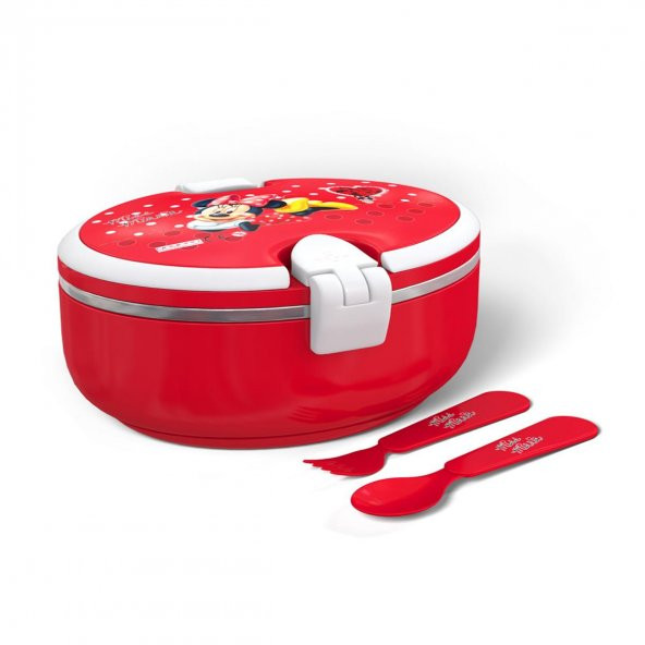 Disney Minnie Mouse Lisanslı Çelik Sağlıklı Beslenme Kabı Çatal ve Kaşıklı Beslenme Kutusu - 3