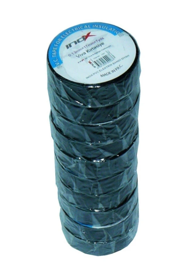 Inox Extra Yapışkanlı Pvc Elektrik Bantı Siyah Elektrik Bandı (10 Lu Paket)
