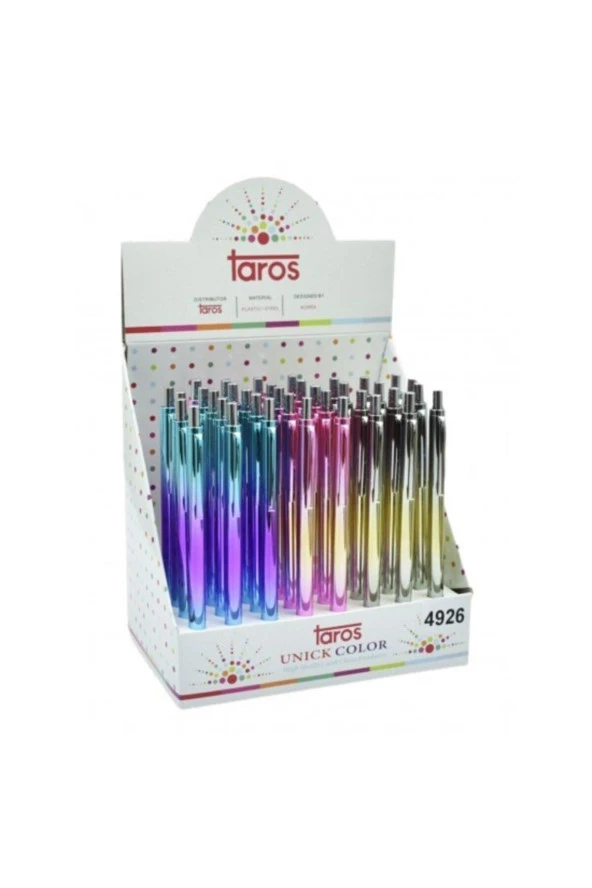 Toros Unick Color Tükenmez Kalem Yuvarlak Gökkuşağı (1 Stand 48 Adet Kalem)