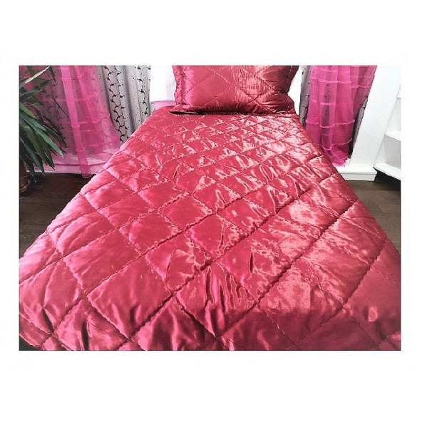 TEK KİŞİLİK SATEN YATAK ÖRTÜSÜ-BORDO - 4