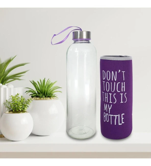 Renkli Kılıflı Cam Su Şişesi 750 ml - 9