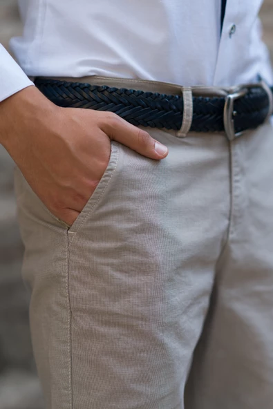 GABARDİN KUMAŞ BİTİK DESENLİ PAMUKLU REGULAR FİT CHİNO YAN CEP ERKEK ŞORT - 7