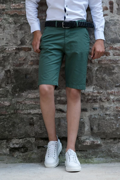 GABARDİN KUMAŞ BİTİK DESENLİ PAMUKLU REGULAR FİT CHİNO YAN CEP ERKEK ŞORT