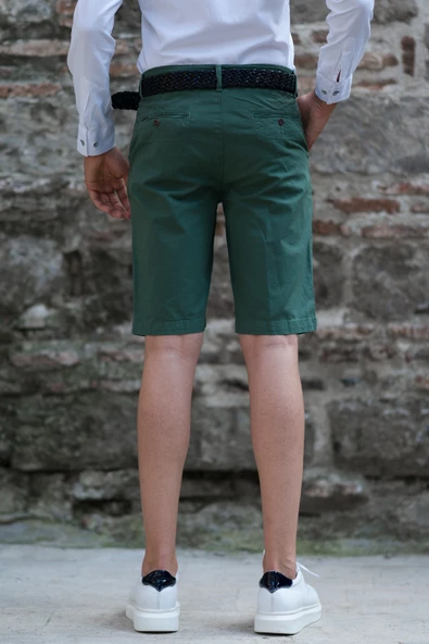 GABARDİN KUMAŞ BİTİK DESENLİ PAMUKLU REGULAR FİT CHİNO YAN CEP ERKEK ŞORT - 4