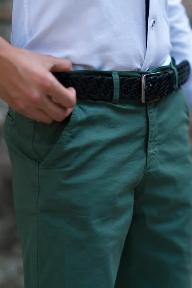 GABARDİN KUMAŞ BİTİK DESENLİ PAMUKLU REGULAR FİT CHİNO YAN CEP ERKEK ŞORT - 5