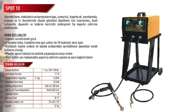 Ersim Spott 10 Kaporta Çektirme Makinası 10000 KWA - 2