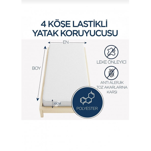 Sıvı  Geçirmez Yatak Alezi Yatak Koruyucu Çarşaf  Dört Kenar Lastikli Duble Battal boy yatak alezi 200 x 200 cm - 4
