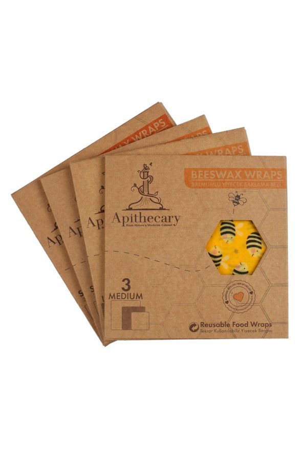 Apithecary Balmumlu Gıda Saklama Kumaşı Orta Boy (Medium) 3 Adet - 2