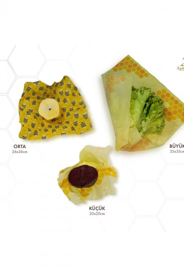 Apithecary Balmumlu Gıda Saklama Kumaşı Orta Boy (Medium) 3 Adet - 4