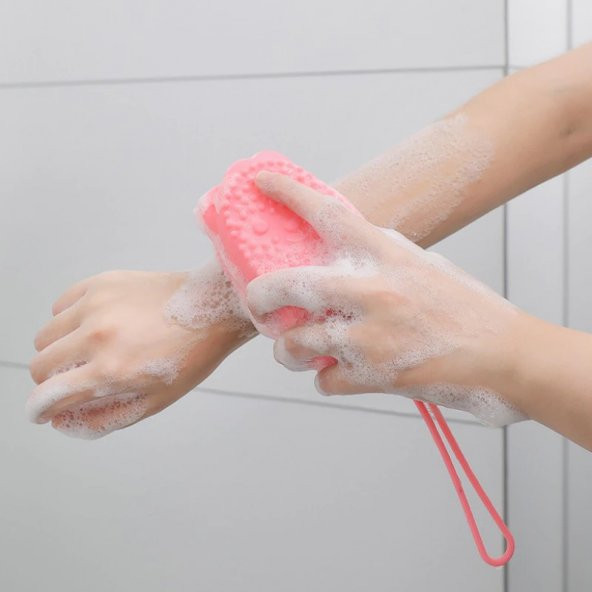 Süngerli Silikon Duş Fırçası - Peeling Banyo Kesesi - 3