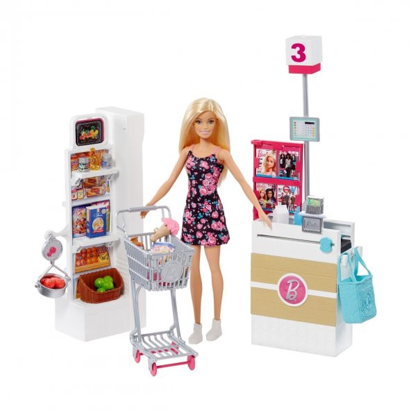 Barbienin Alışveriş Keyfi Barbie Süpermarkette Oyun Seti